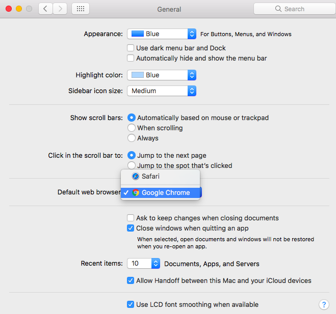 How do i get my mac to default to chrome for a browser mac