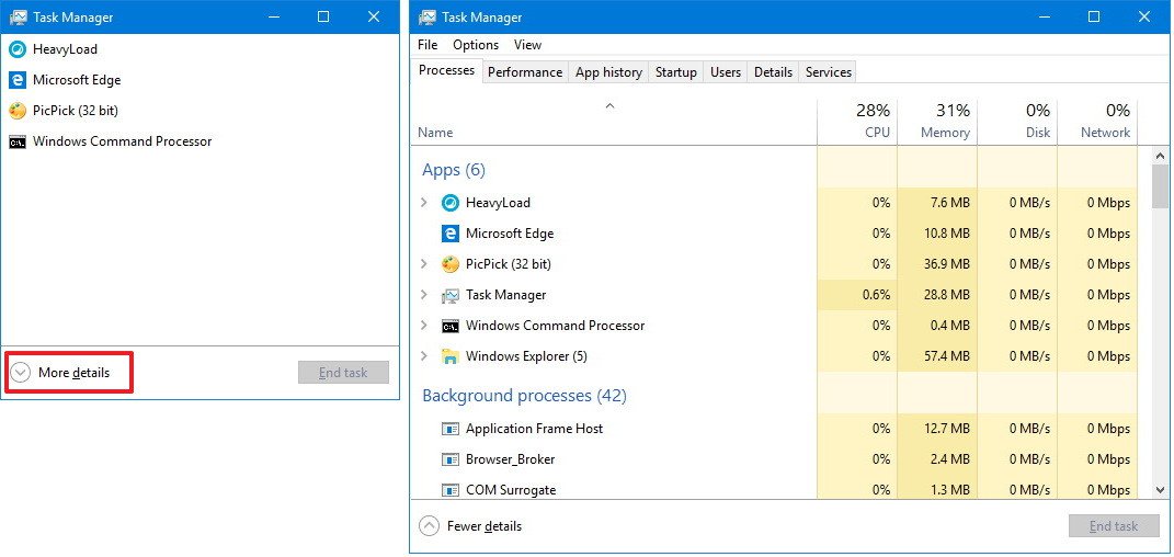 Windows task manager windows 10